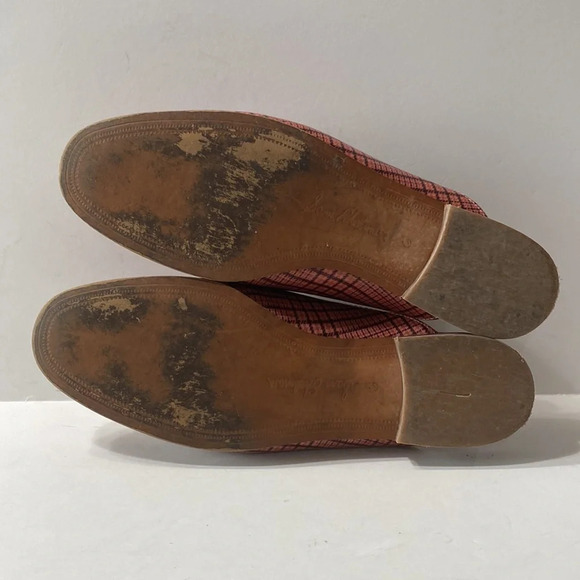 Sam Edelman Pink Black Linnie Plaid Print Apron Toe Buckle Slip On Mules Size 36 - Picture 10 of 10